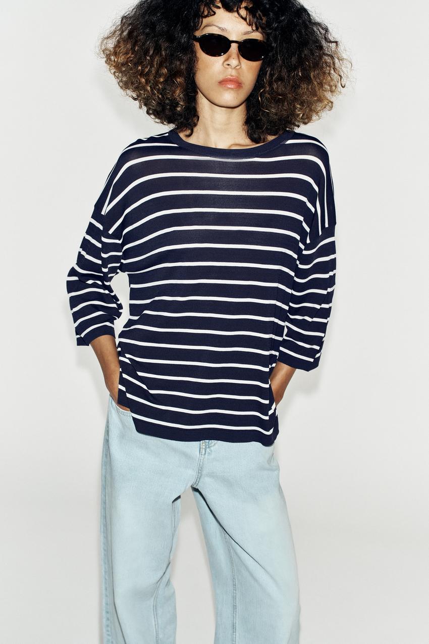 ZARA THREE-QUARTER SLEEVE KNIT TOP — photo 1