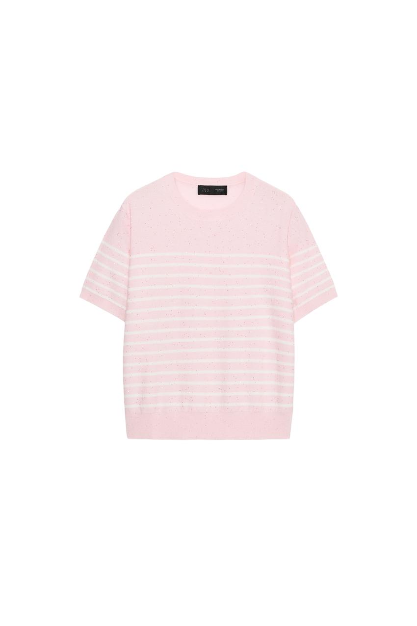 ZARA STRIPED SEQUIN KNIT TOP — photo 3