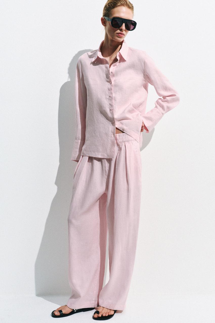 ZARA 100% LINEN PLEATED PANTS ZW COLLECTION — photo 1