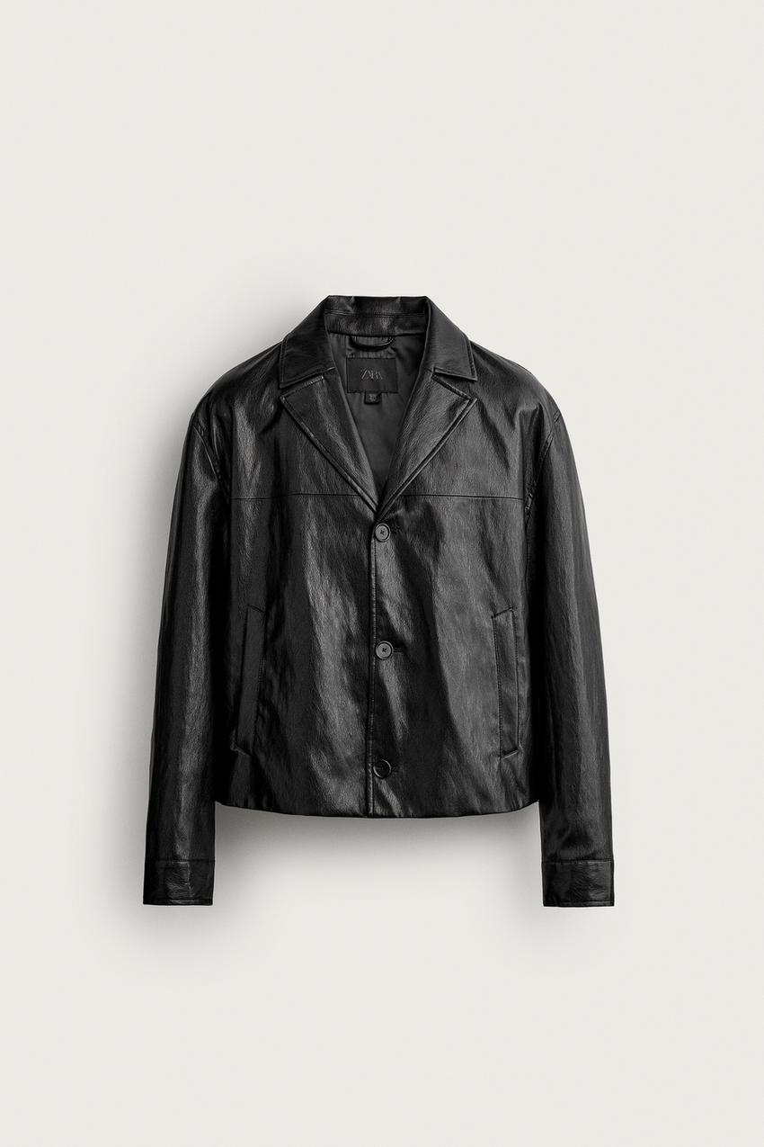 ZARA CROPPED FAUX LEATHER JACKET — photo 1