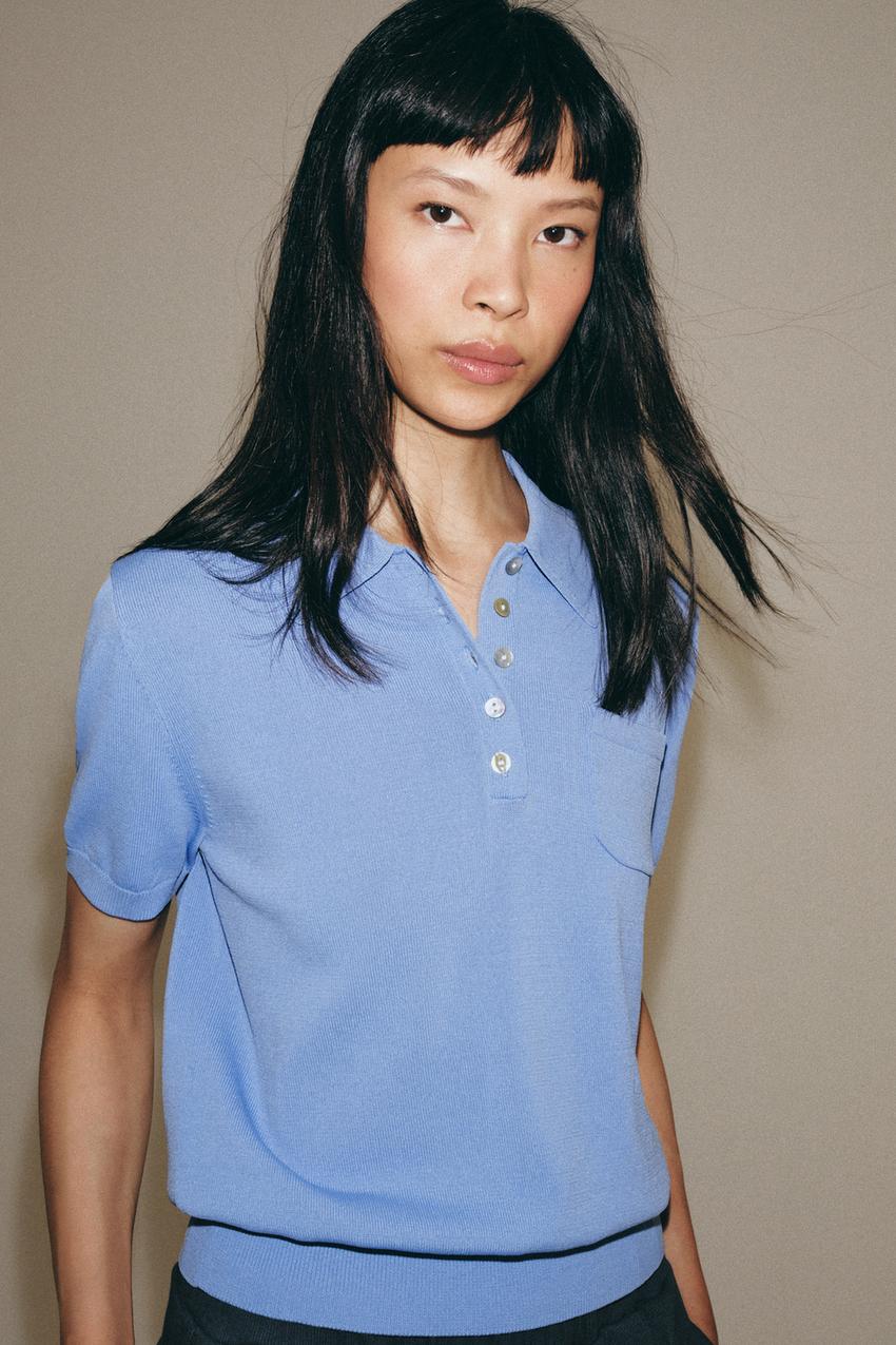 ZARA SHORT-SLEEVE KNIT POLO SHIRT — photo 1