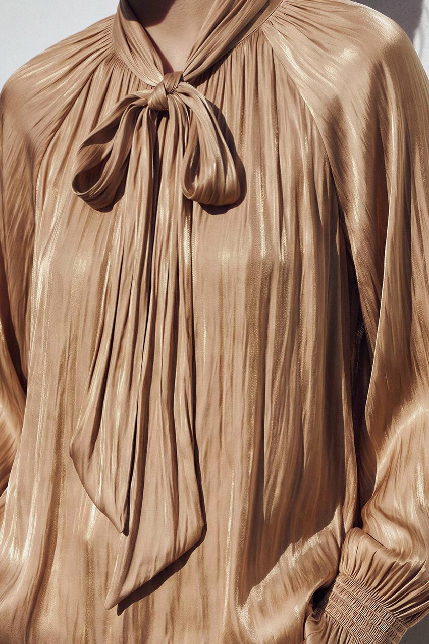 ZARA SATIN BOW BLOUSE — photo 1