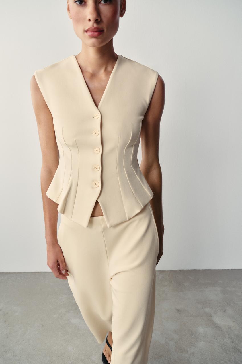 ZARA INTERLOCK BUTTON VEST — photo 1