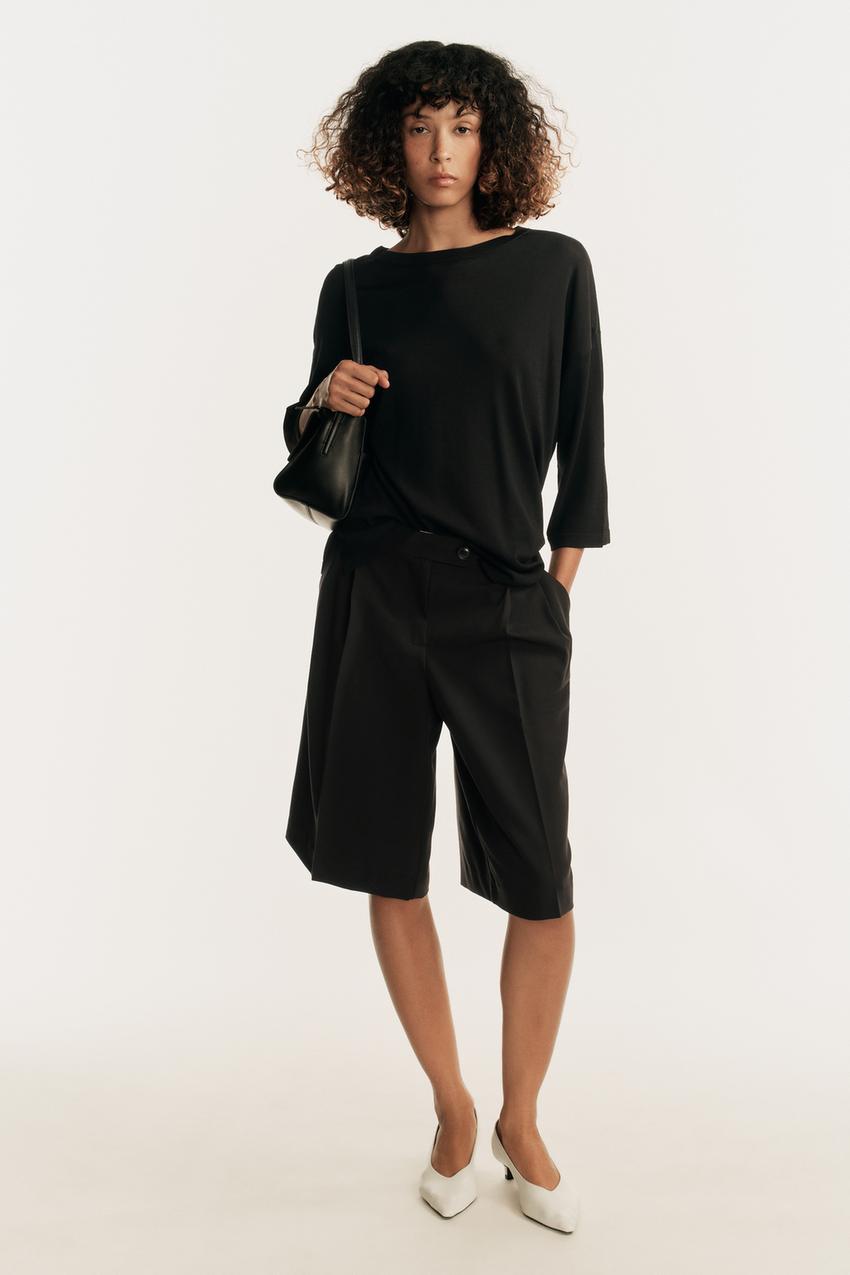 ZARA THREE-QUARTER SLEEVE KNIT TOP — photo 1