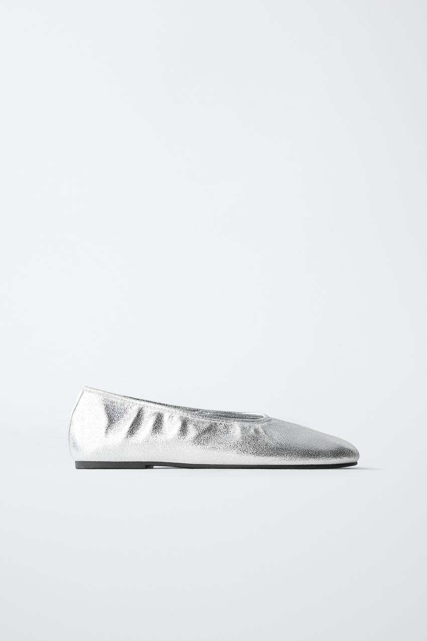 ZARA SILVER BALLET FLATS — photo 1