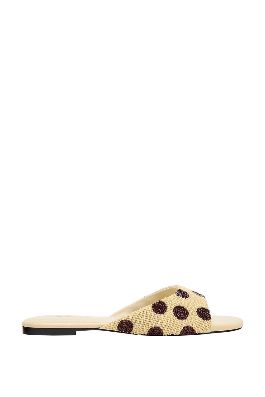 ZARA PRINTED BEADED FLAT SANDALS — photo 3