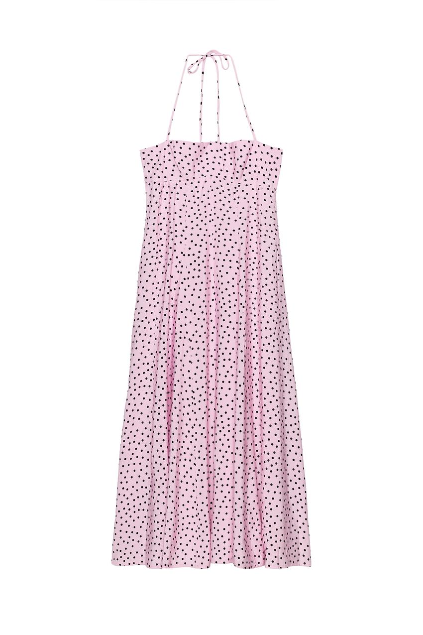 ZARA POLKA DOT VOLUME HALTER MIDI DRESS — photo 3