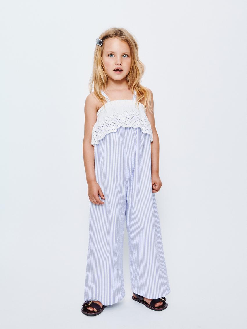 ZARA COMBINATION STRIPED AND SWISS EMBROIDERED JUMPSUIT — photo 2