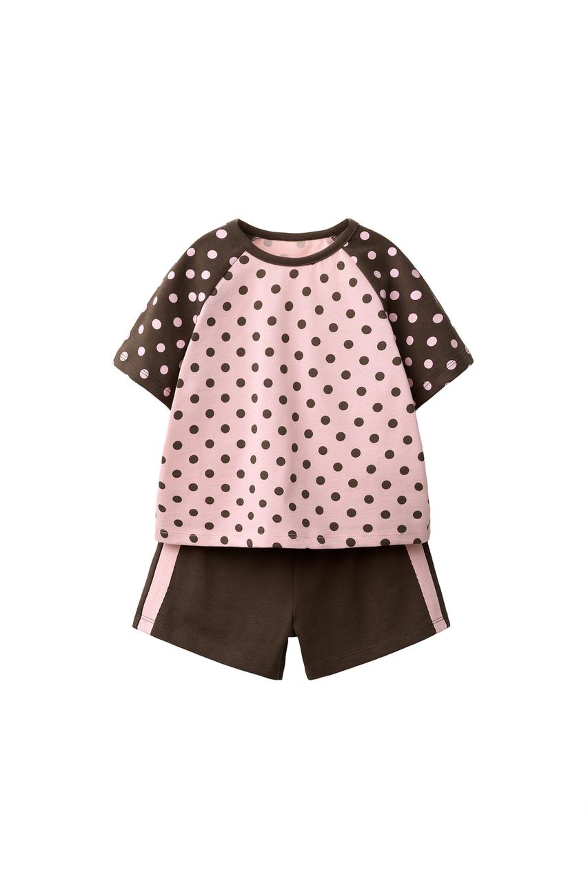 ZARA POLKA DOT T-SHIRT AND STRIPED SHORTS SET — photo 3