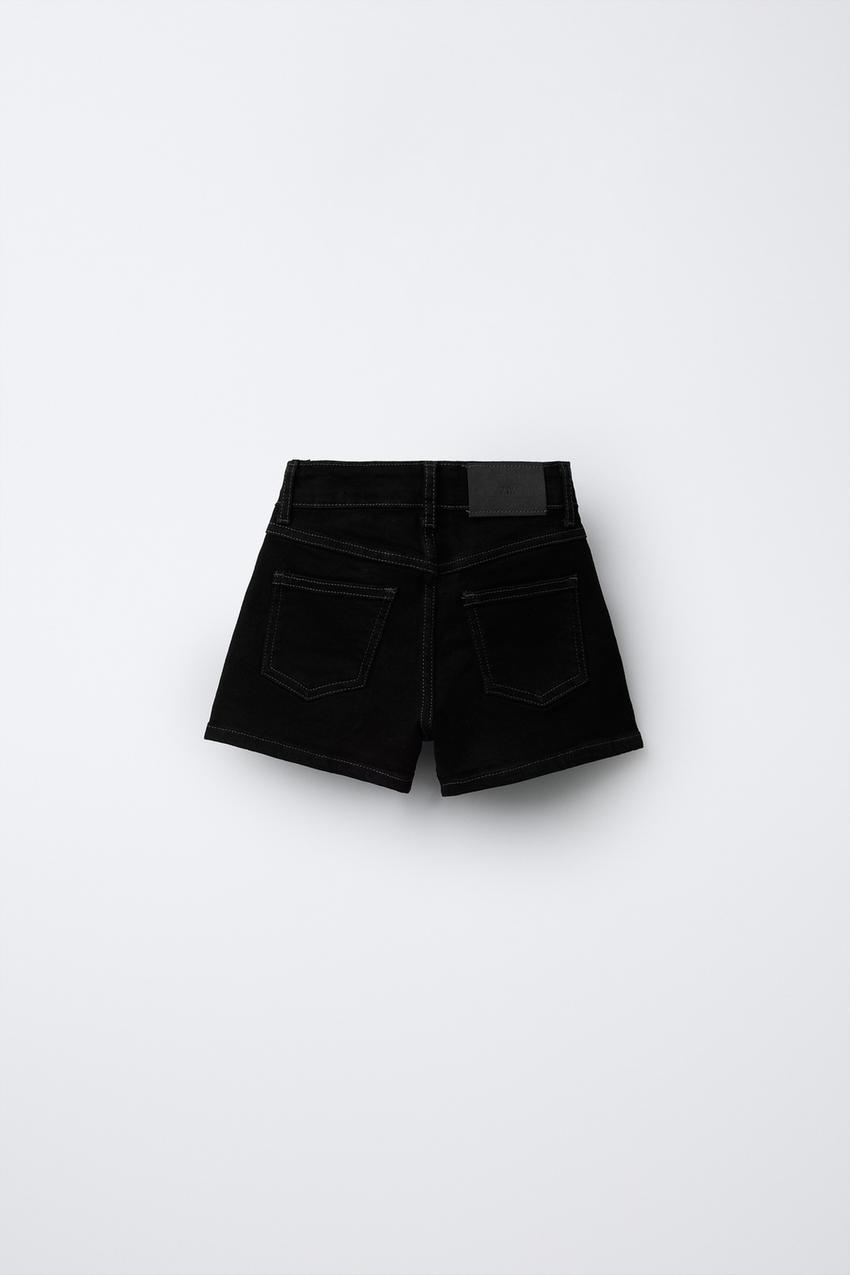 ZARA TOPSTITCHED DENIM SHORTS — photo 2