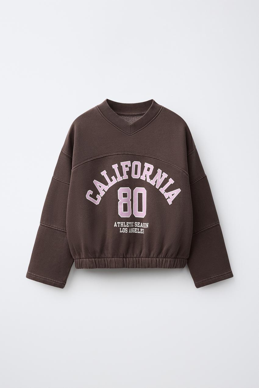 ZARA WASHED-EFFECT GRAPHIC SWEATSHIRT — photo 1