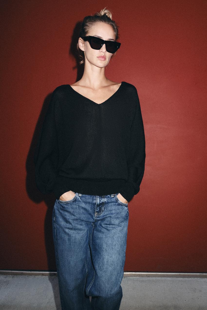 ZARA V-NECK KNIT JUMPER — photo 1