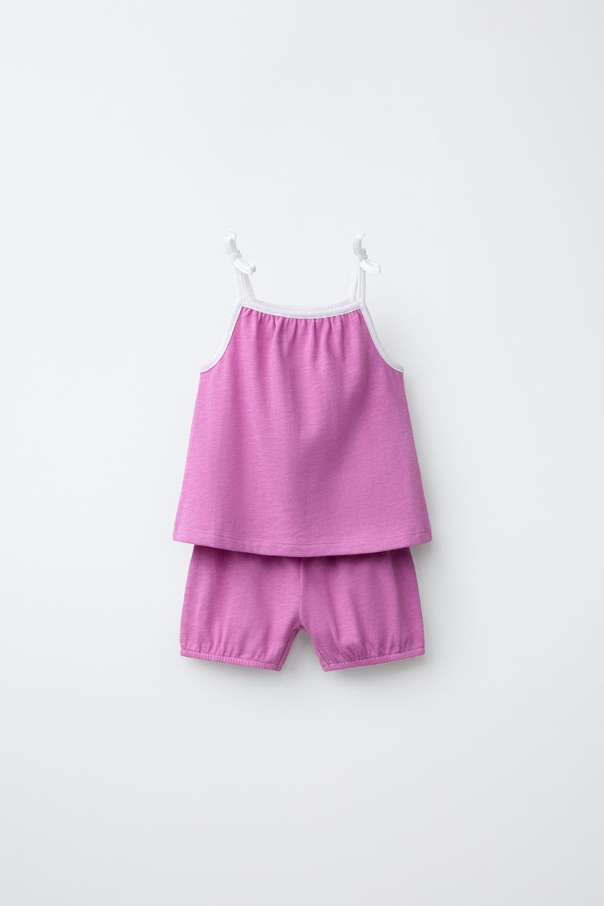 ZARA PLAIN T-SHIRT AND BLOOMER SET — photo 1