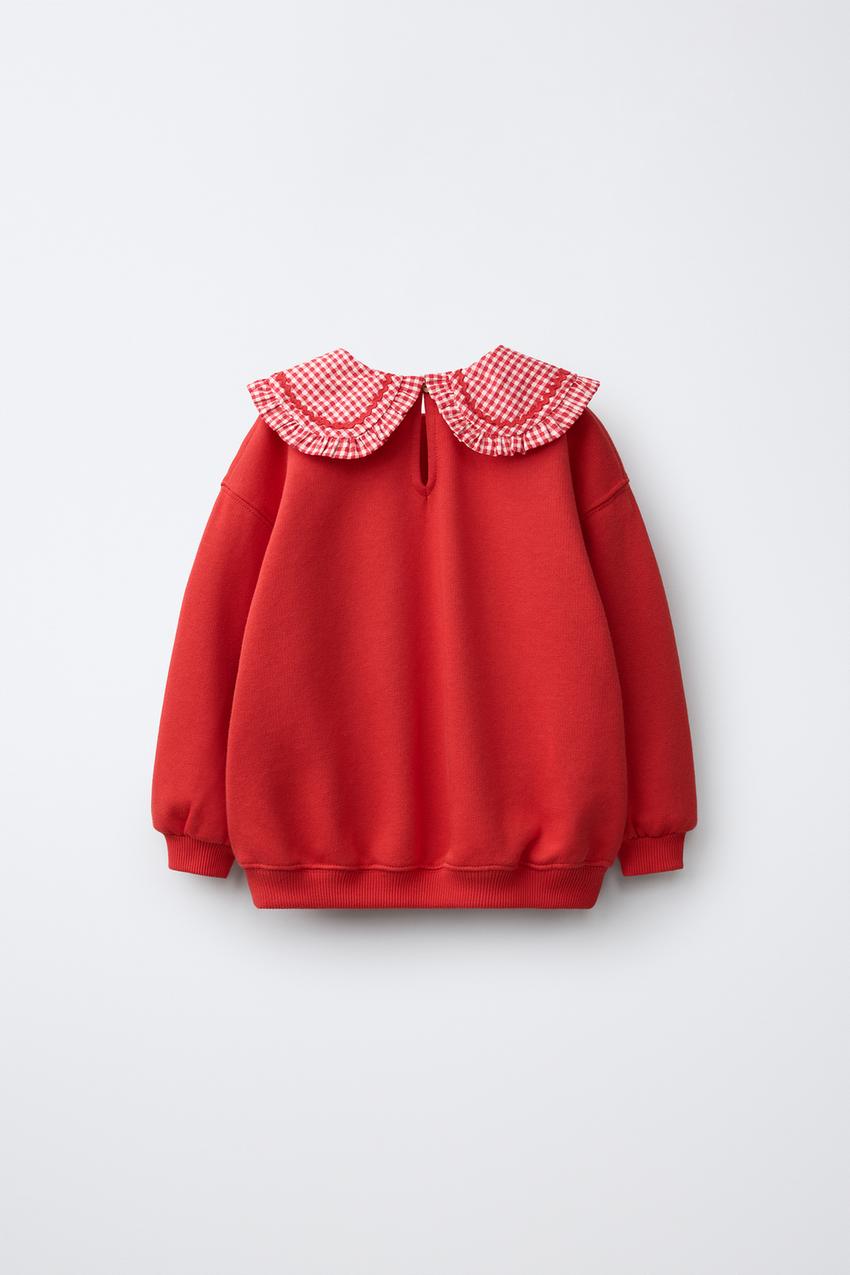 ZARA MINNIE MOUSE © DISNEY GINGHAM PETER PAN COLLAR SWEATSHIRT — photo 2