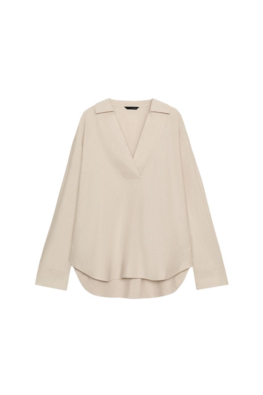 ZARA LINEN BLEND FULL CUT BLOUSE — photo 3