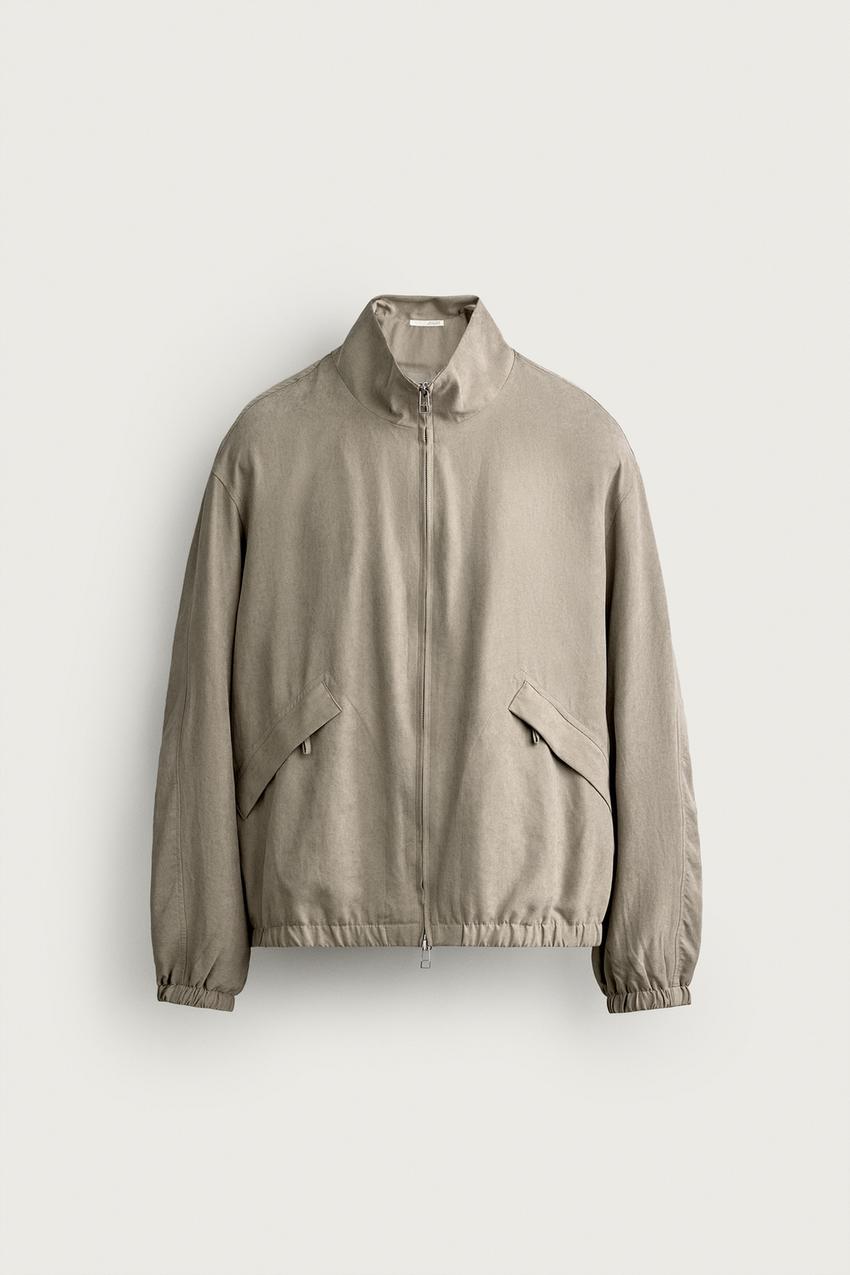 ZARA RELAXED FIT FAUX SUEDE BOMBER JACKET — photo 1