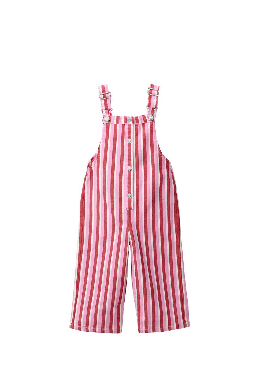 ZARA LONG STRIPED TWILL OVERALLS — photo 3
