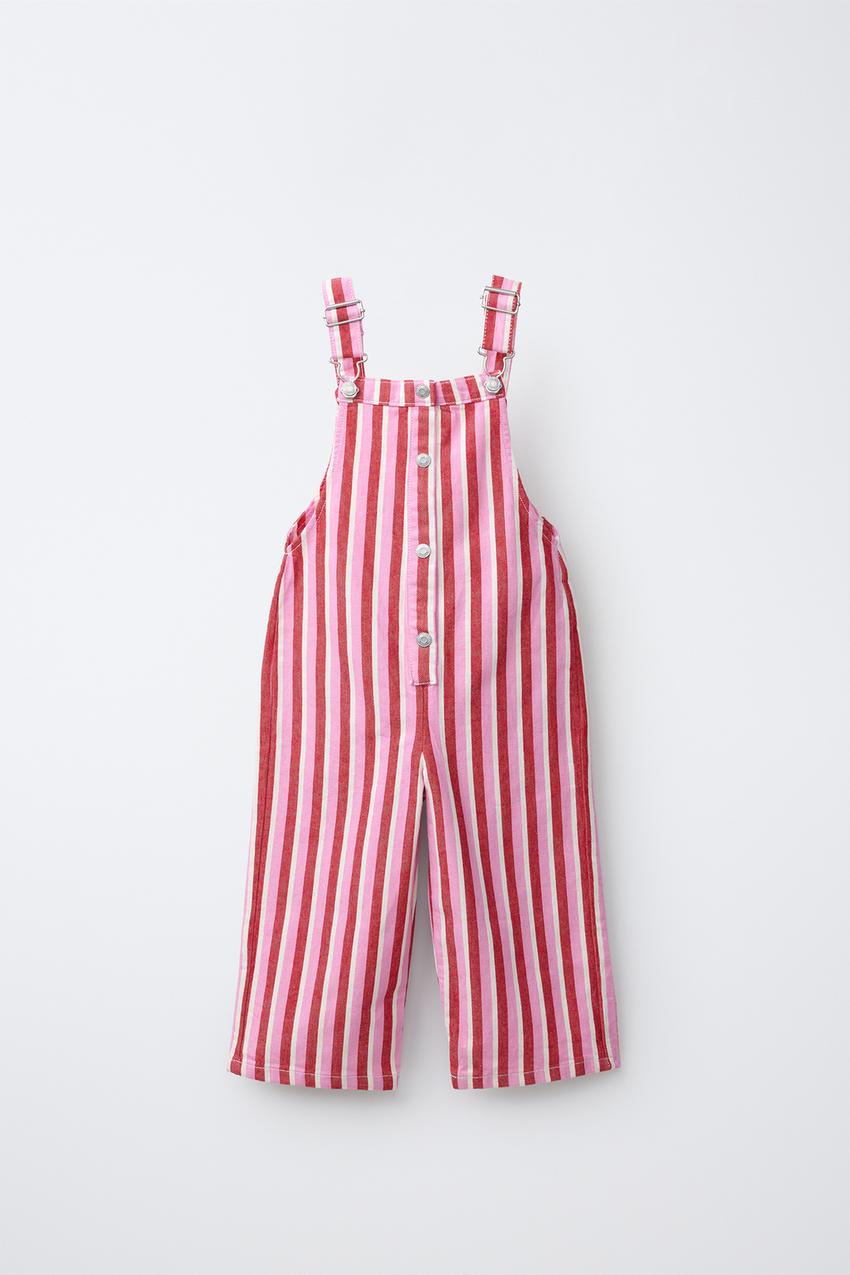 ZARA LONG STRIPED TWILL OVERALLS — photo 2