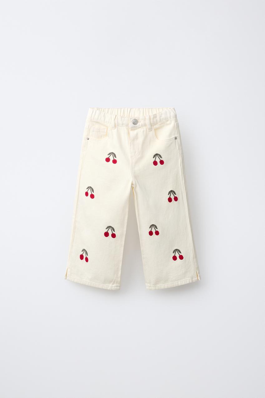 ZARA EMBROIDERED CHERRY TWILL CULOTTES — photo 2