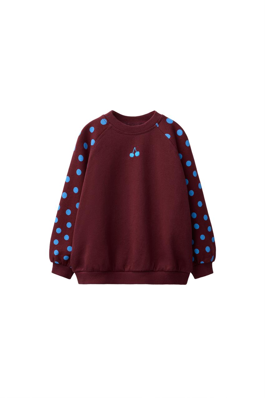 ZARA EMBROIDERED CHERRY POLKA DOT SWEATSHIRT — photo 3