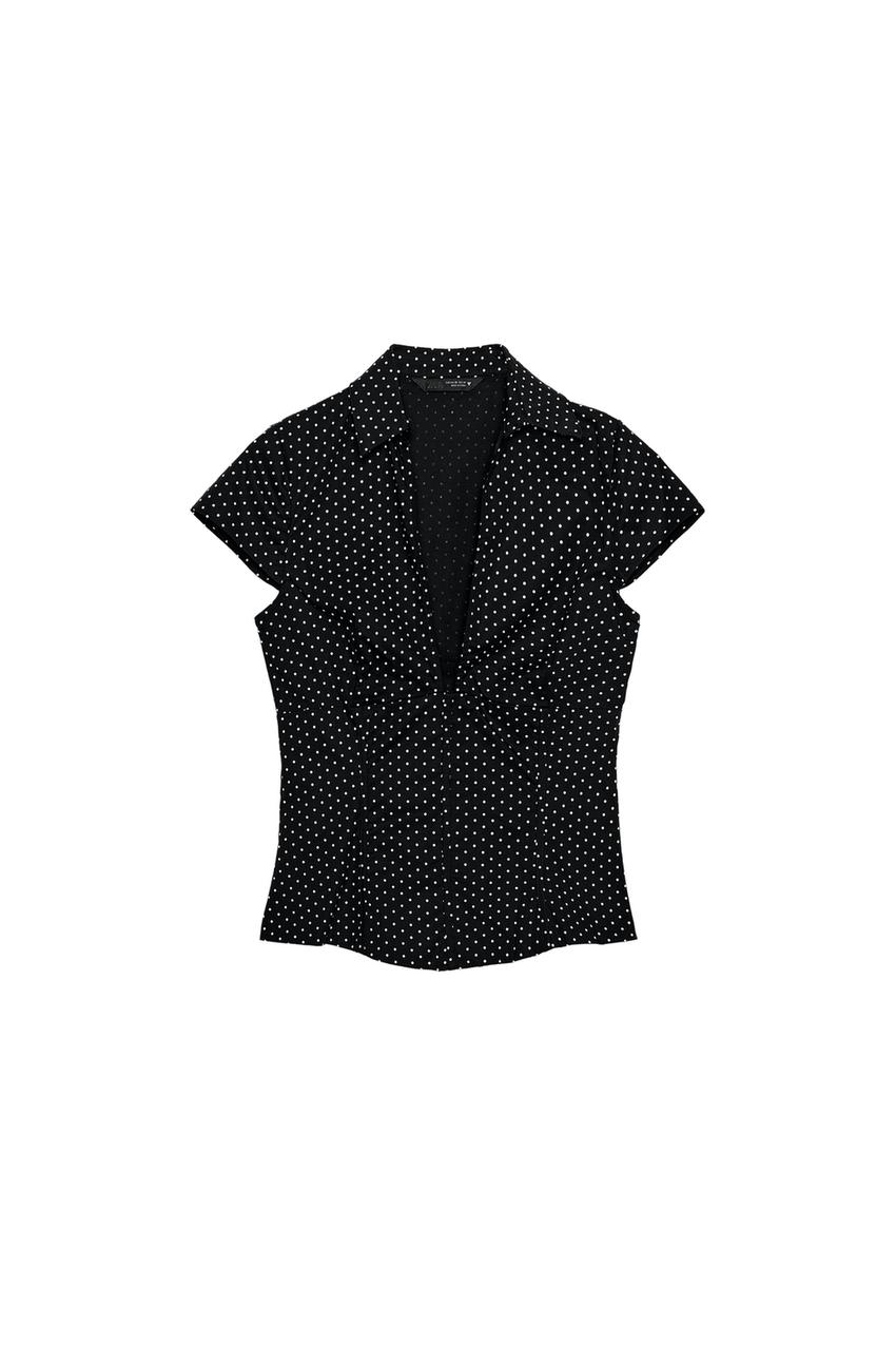ZARA POLKA DOT CORSET-STYLE POPLIN SHIRT — photo 3