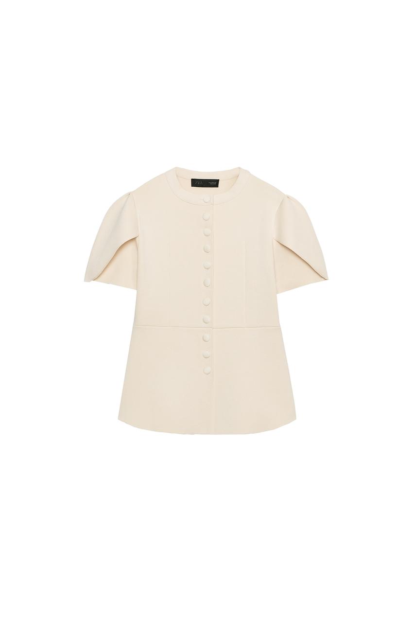 ZARA CARDIGAN WITH PUFF SLEEVES AND SLITS — photo 3