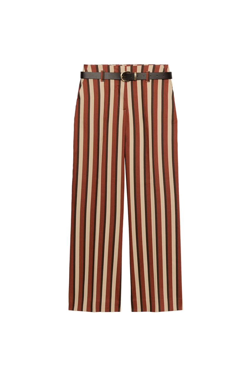 ZARA BELTED STRIPED TROUSERS — photo 3