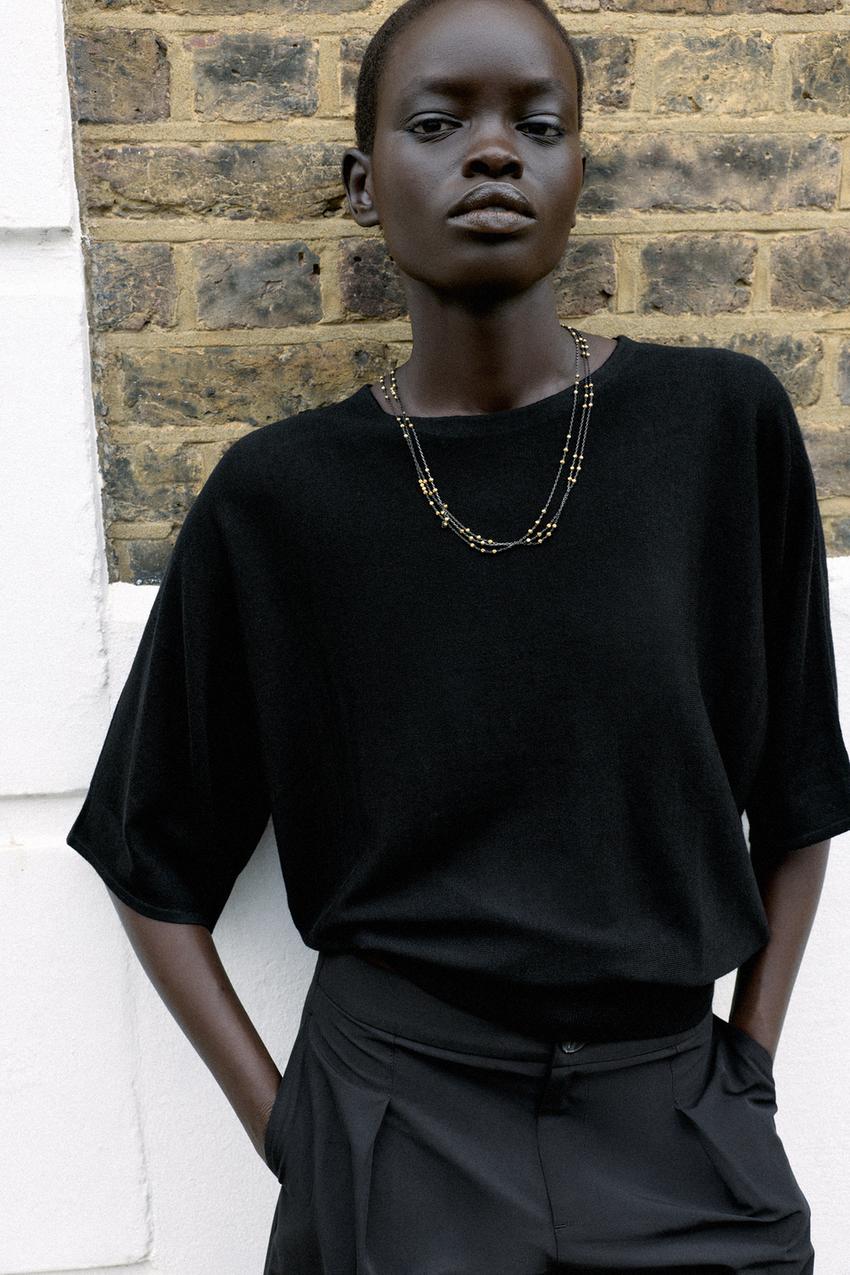 ZARA THREE-QUARTER SLEEVE KNIT JUMPER — photo 1