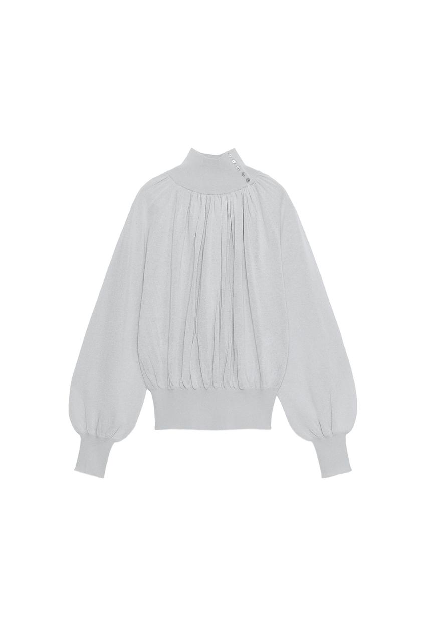 ZARA CONTRAST KNIT FLOWY BLOUSE — photo 3