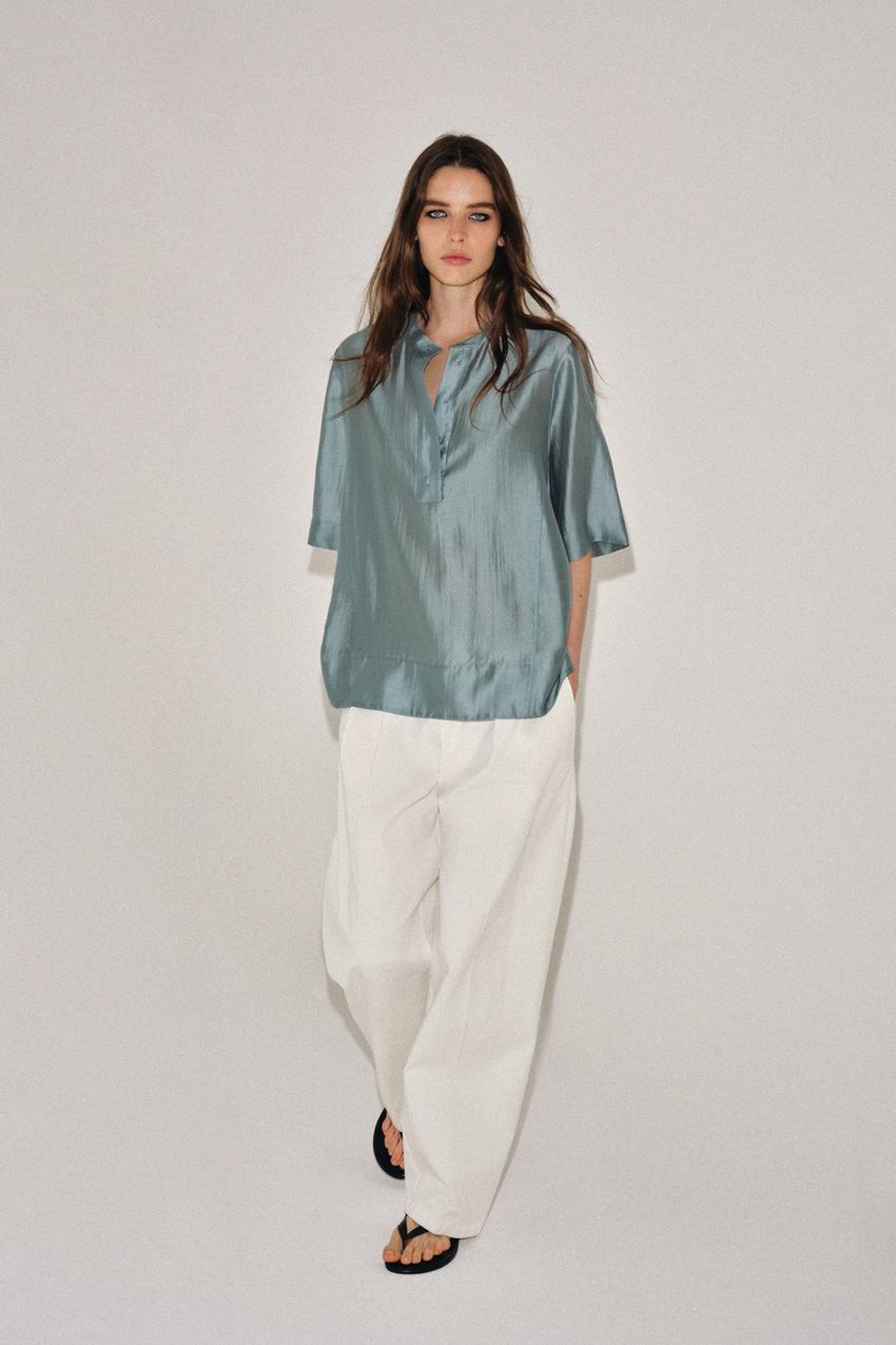 ZARA SHORT SLEEVE FLOWY BLOUSE ZW COLLECTION — photo 2