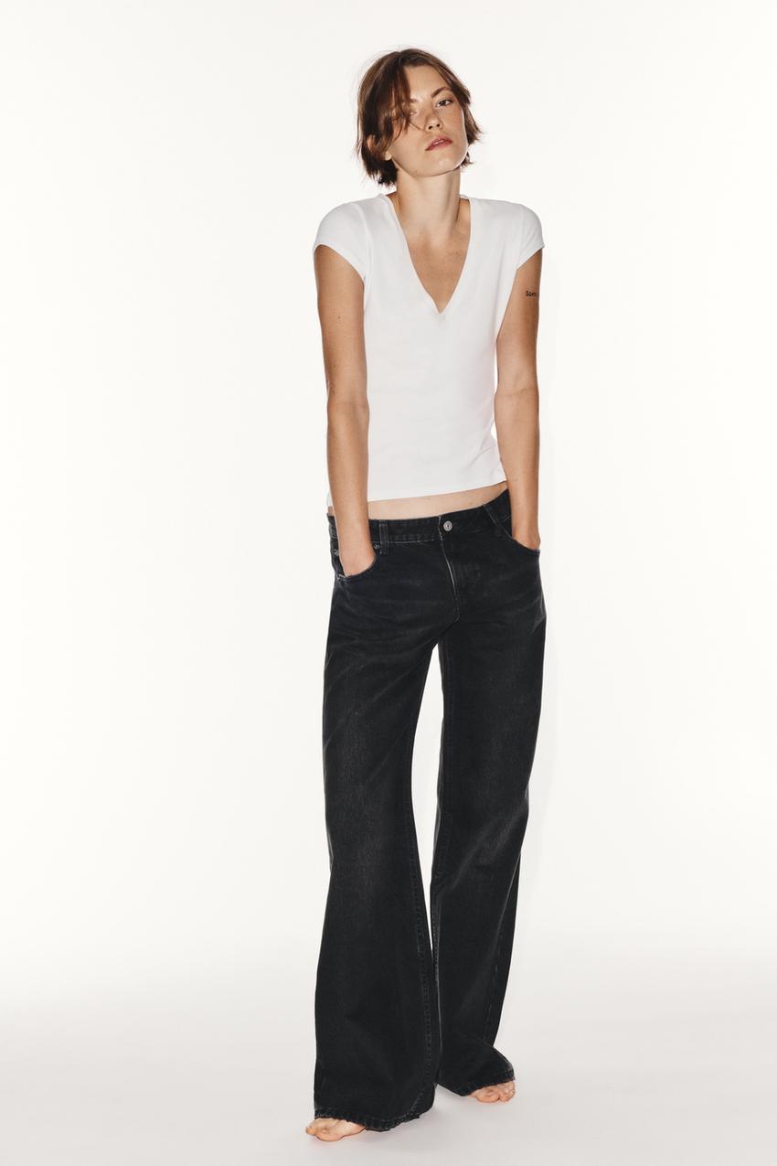 ZARA TRF LOW-RISE WIDE-LEG FLARE JEANS — photo 1