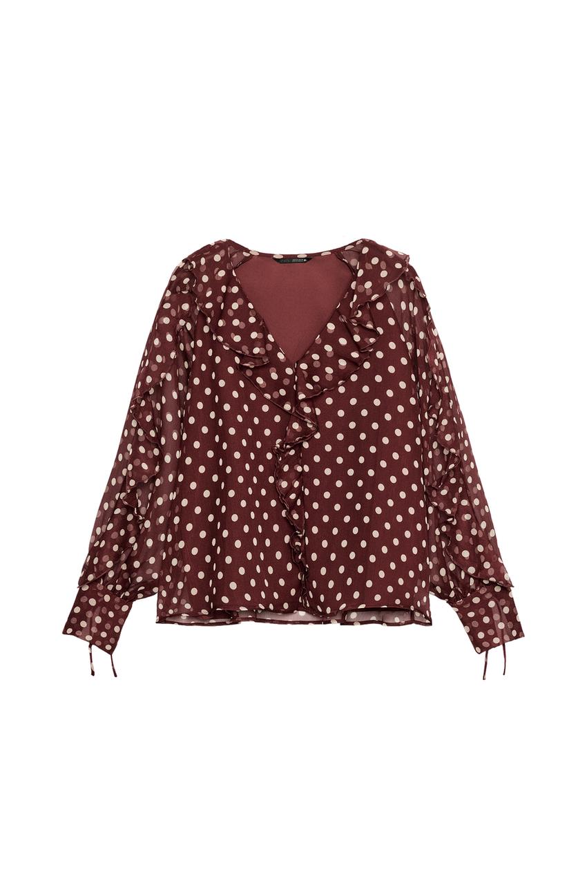 ZARA POLKA DOT RUFFLE BLOUSE — photo 3