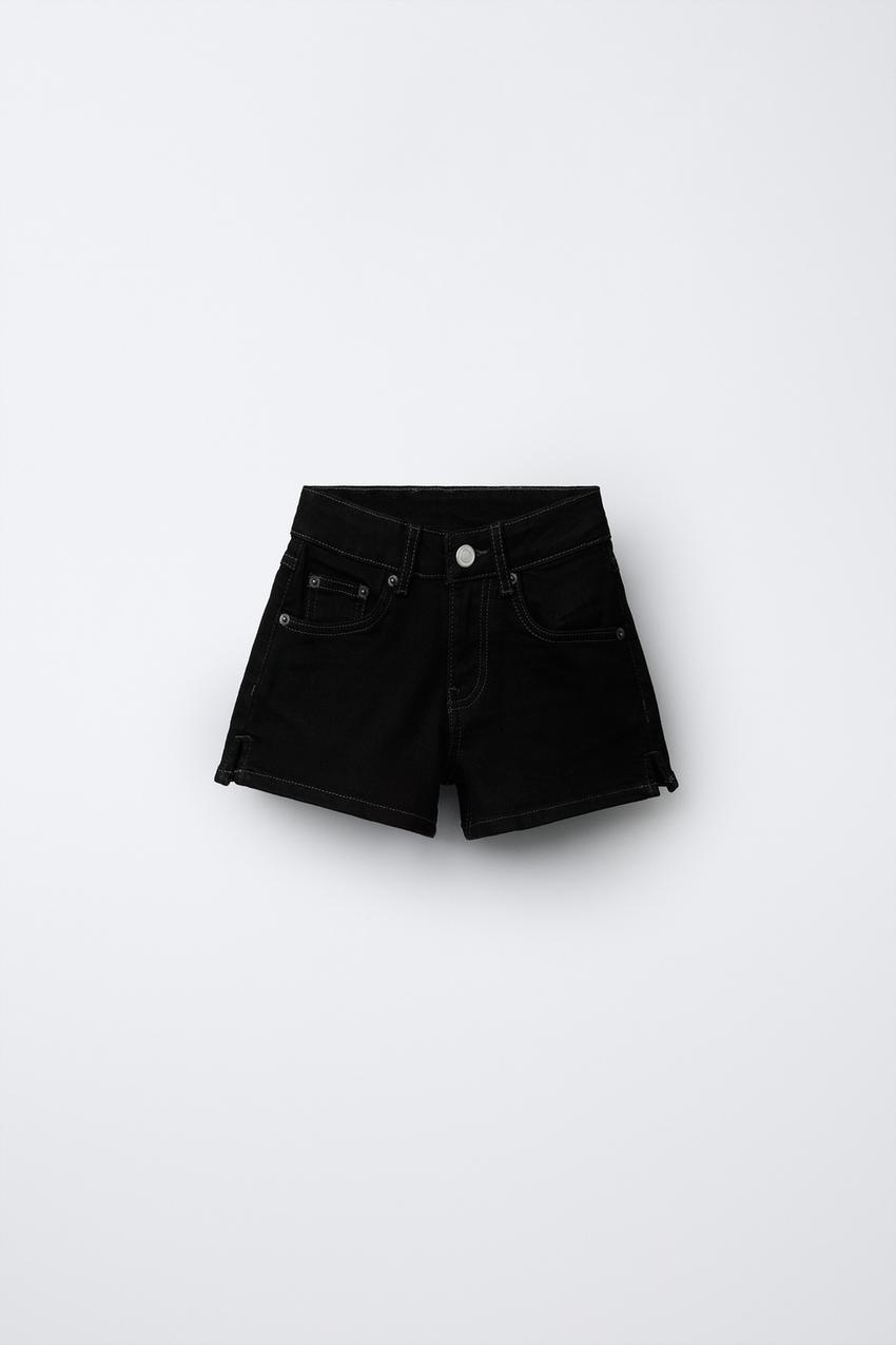ZARA TOPSTITCHED DENIM SHORTS — photo 1