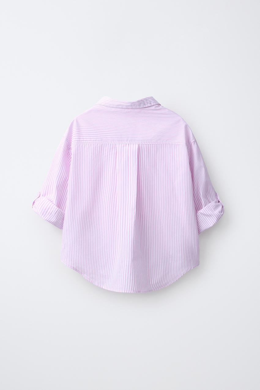 ZARA STRIPED SHIRT AND EMBROIDERED RIB T-SHIRT PACK — photo 2