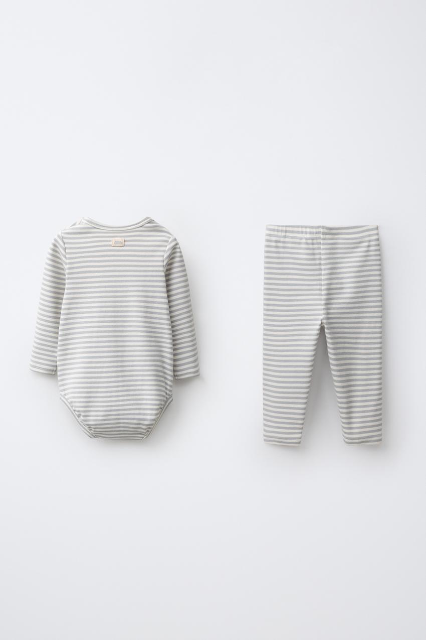 ZARA STRIPED BODYSUIT AND LEGGING SET — photo 2