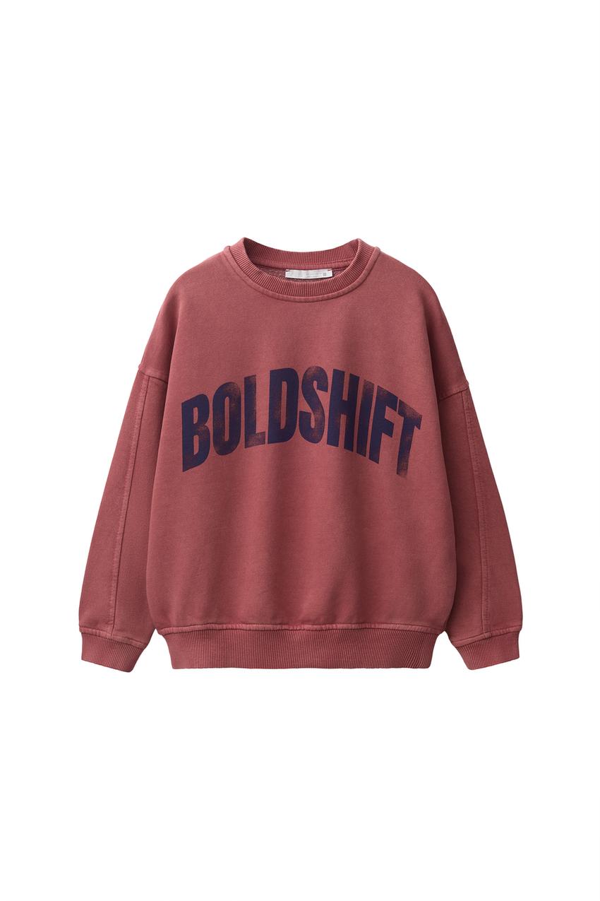 ZARA WASHED-EFFECT TEXT GRAPHIC SWEATSHIRT — photo 3