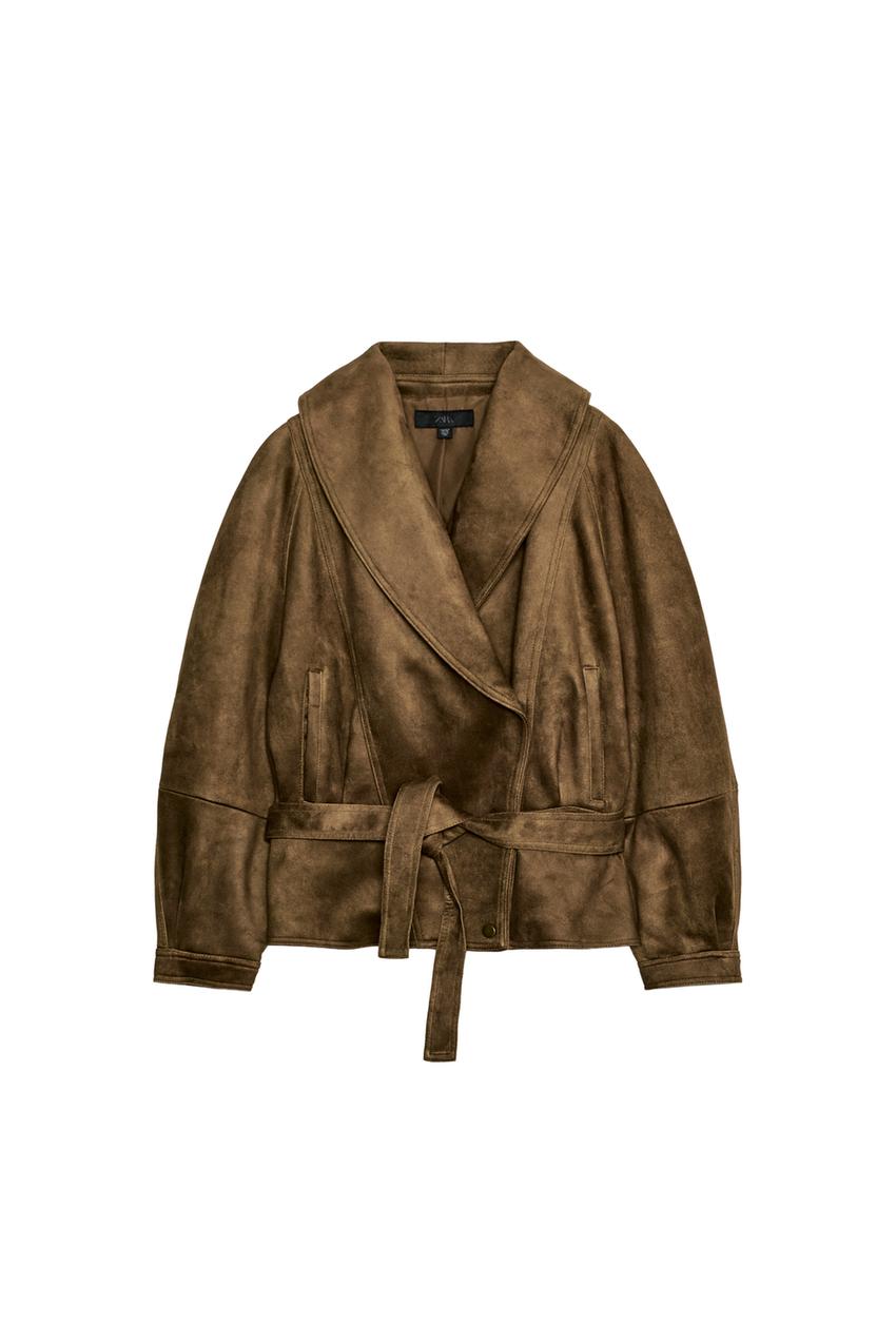 ZARA FAUX SUEDE BELTED JACKET — photo 3