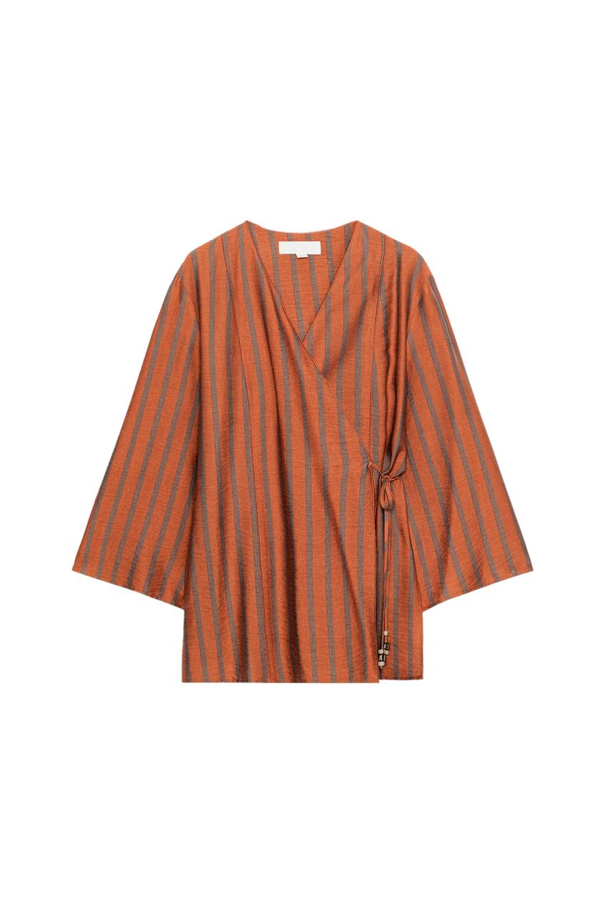 ZARA STRIPED WRAP JACKET — photo 3