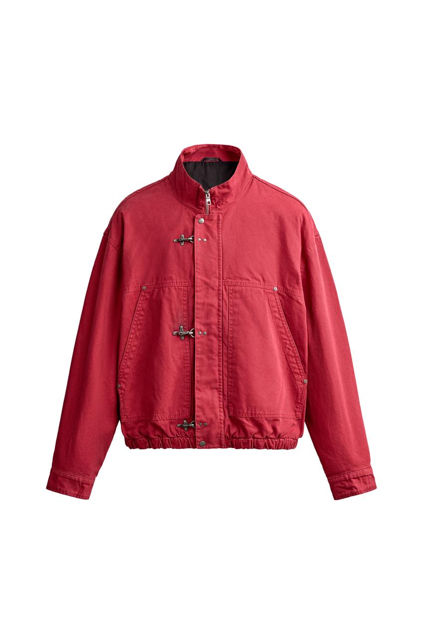 ZARA RELAXED FIT JACKET WITH METAL FIREMAN CLASPS — photo 3
