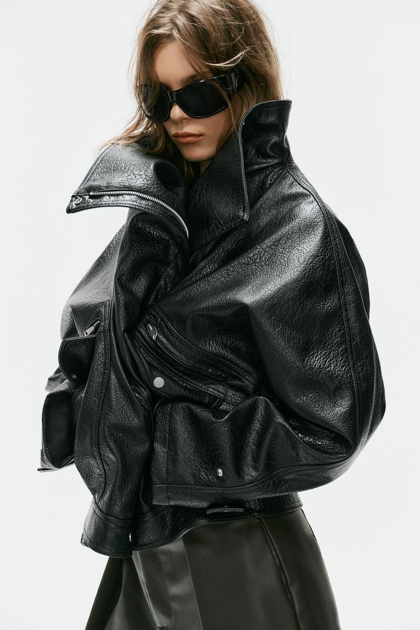 ZARA FAUX LEATHER BIKER JACKET — photo 1