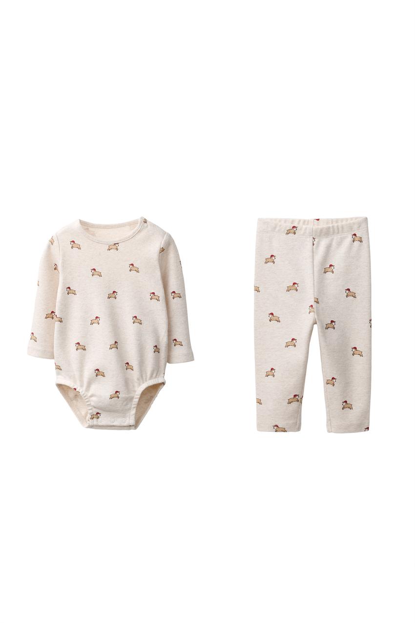 ZARA SHEEP PRINT BODYSUIT AND LEGGING SET — photo 3