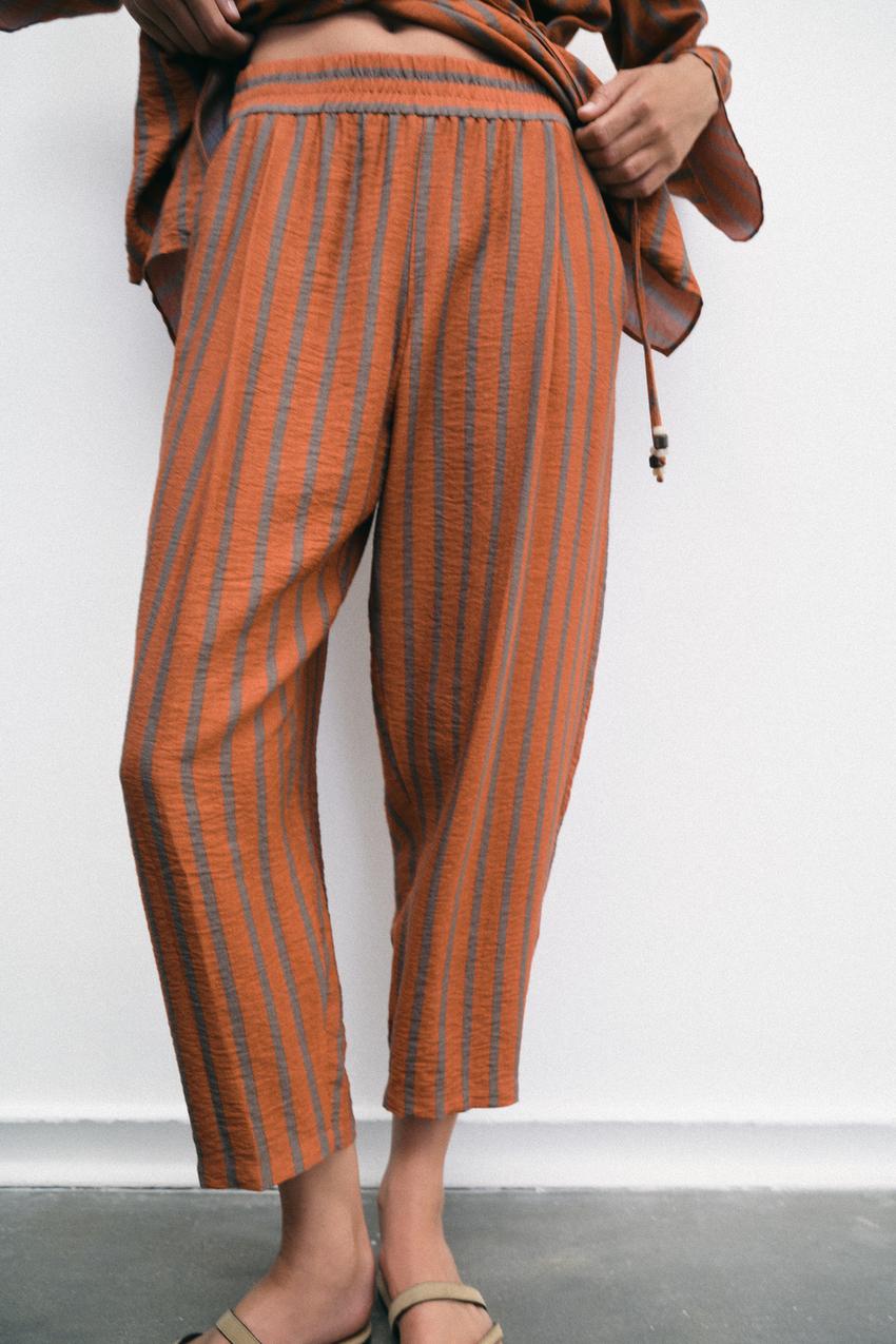 ZARA ELASTIC WAIST STRIPED PANTS — photo 2