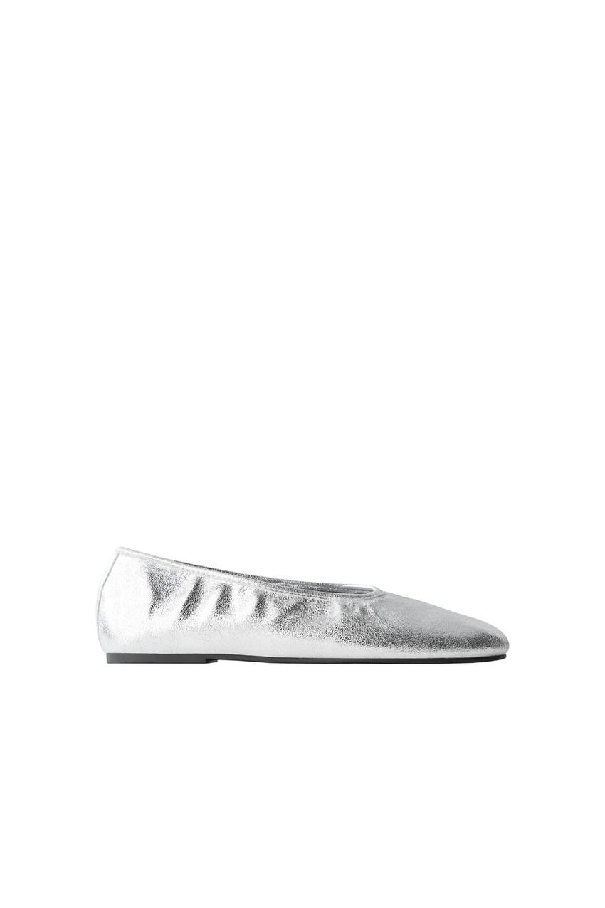 ZARA SILVER BALLET FLATS — photo 3