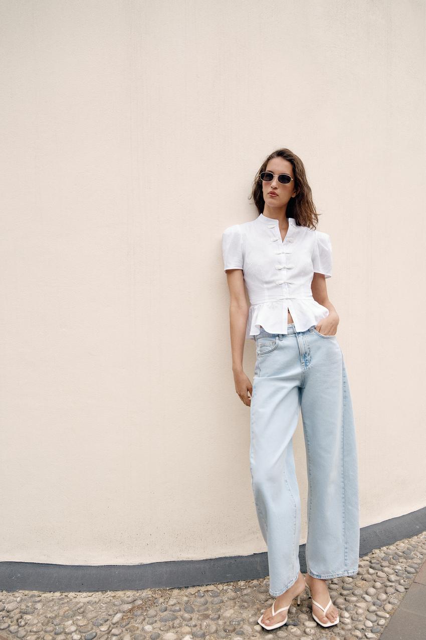 ZARA FROG FASTENING PEPLUM SHIRT — photo 2