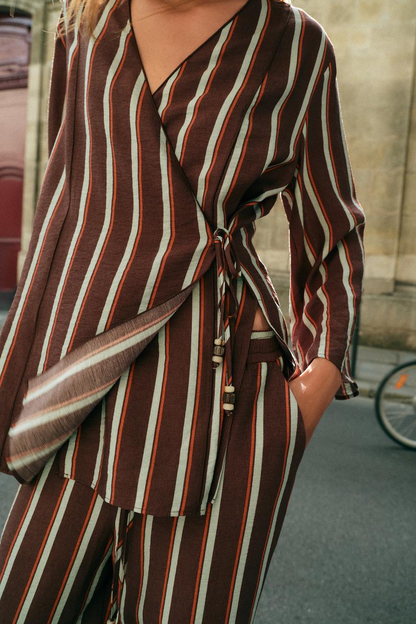 ZARA STRIPED WRAP JACKET — photo 2