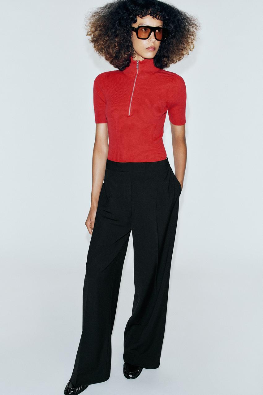 ZARA WIDE-LEG PLEATED PANTS — photo 1