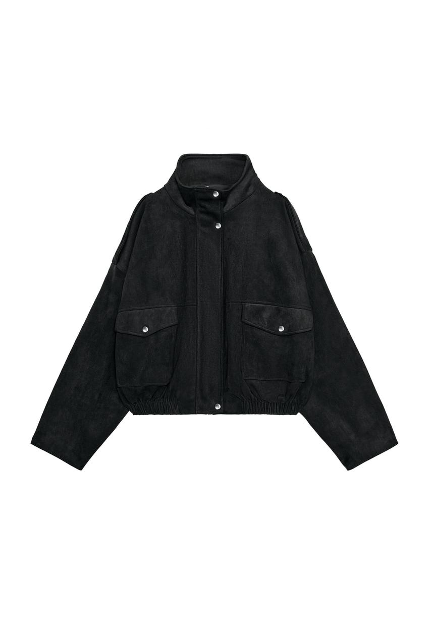 ZARA FAUX SUEDE BOMBER JACKET — photo 3