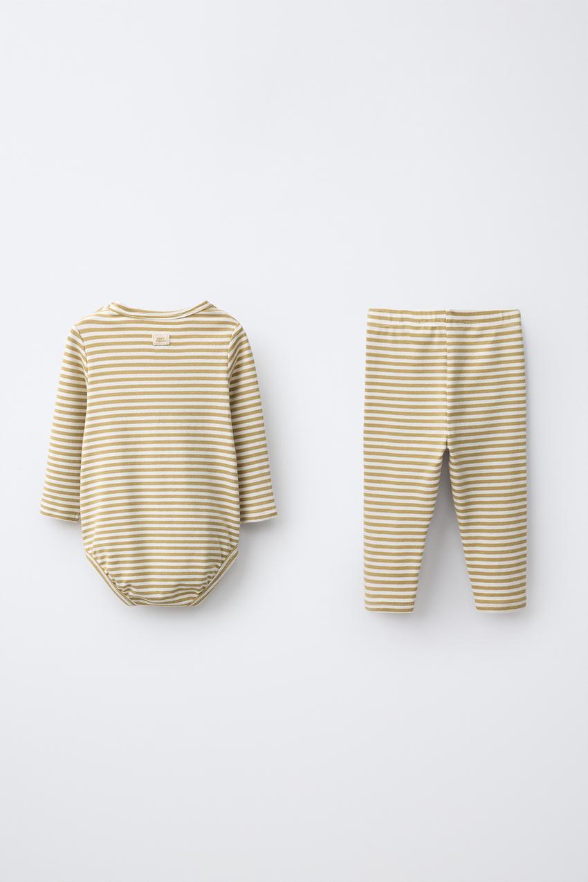 ZARA STRIPED LABEL BODYSUIT AND LEGGING SET — photo 2