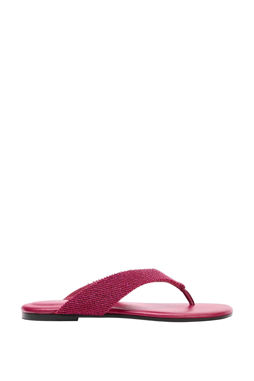 ZARA BEADED FLAT SANDALS — photo 3