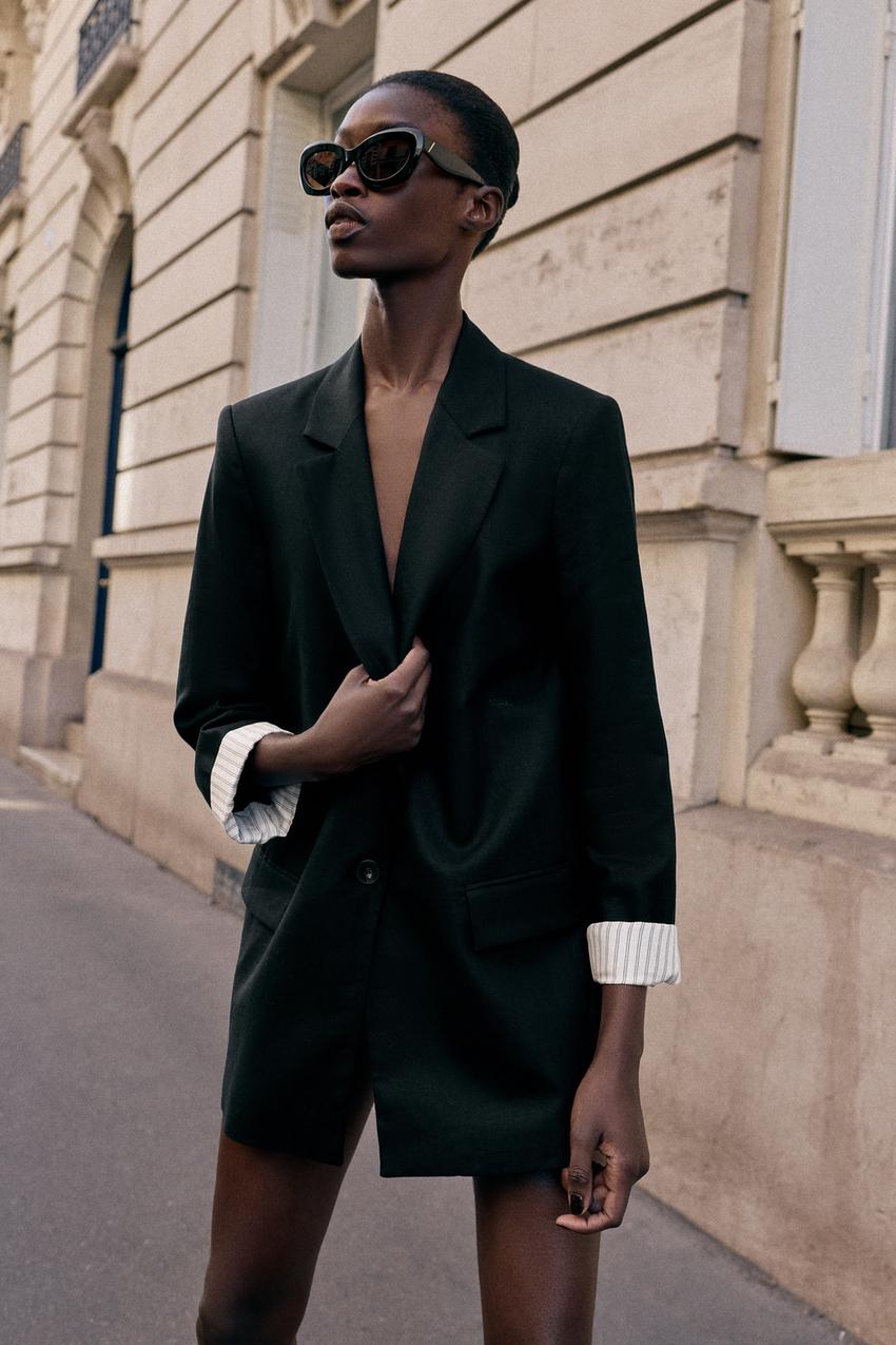 ZARA LINEN BLAZER WITH ROLLED SLEEVES — photo 2